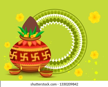 Illustration Of Hindu New Year Festival Happy Ugadi Celebration Background.