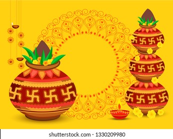 Illustration Of Hindu New Year Festival Happy Ugadi Celebration Background.