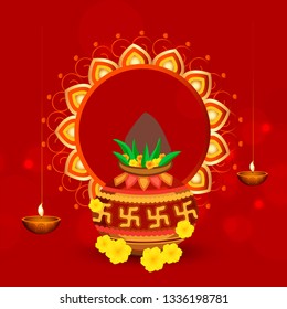 Illustration Of Hindu New Year Festival Happy Ugadi Celebration Background.
