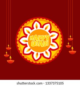 
Illustration Of Hindu New Year Festival Happy Ugadi Celebration Background.