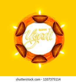 
Illustration Of Hindu New Year Festival Happy Ugadi Celebration Background.