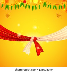 illustration of Hindu wedding knot tied with man and woman dress