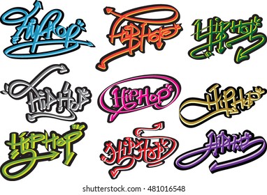 Illustration - HIPHOP font grffiti style.