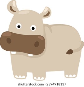 illustration of hippo cartoon white on background vector