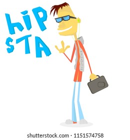 illustration with hipster boy