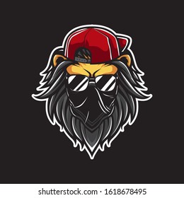 Illustration of Hipster Lion Head Vector Template