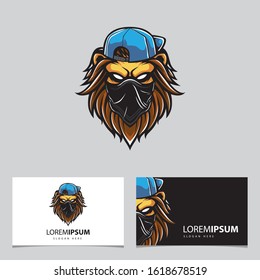 Illustration of Hipster Lion Head Vector Template