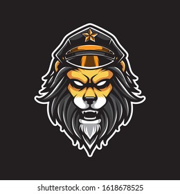Illustration of Hipster Lion Head Vector Template