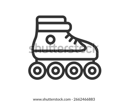 Illustration of a hobby roller skating icon (line drawing).