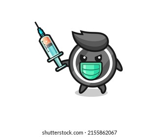 illustration of the hockey puck to fight the virus , cute design