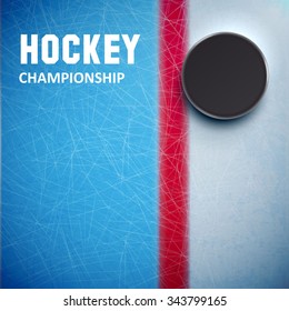 Illustration of Hockey puck isolated on ice top view