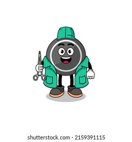 Illustration of hockey puck mascot as a surgeon , character design