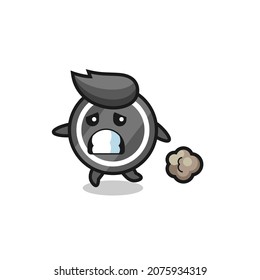 illustration of the hockey puck running in fear , cute style design for t shirt, sticker, logo element