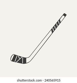 illustration of hockey stick. Black and white style