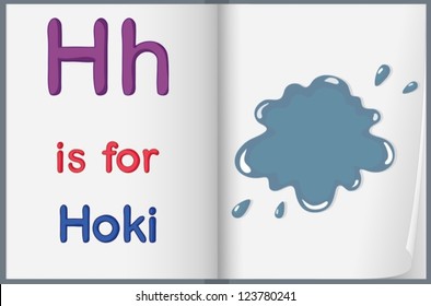 Ilustración de un hoki salpicado en un libro sobre un fondo blanco