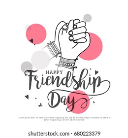 Illustration Of Holding Hands,Promise Friends Forever,Beautiful Greeting Card Design For Happy Friendship Day.