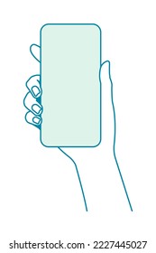 Illustration of holding a mobile phone ( mock up )