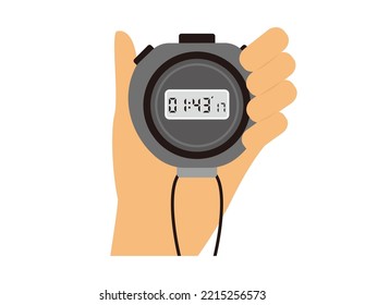 Illustration holding a stopwatch with digital display.