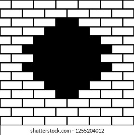 Illustration of a hole in a brick wall	