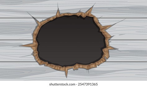 Illustration of a hole in wooden planks