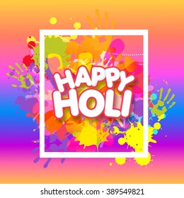 Illustration of holi background with colorful splash grunge background.