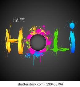 Illustration of holi background with hand print and colorful grunge