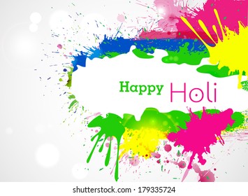 Illustration of holi background with hand print and colorful grunge