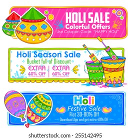 illustration of Holi banner for sale and promotion