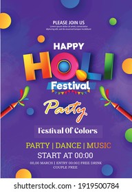 illustration of Holi colorful Background Happy Holi for Festival of Colors celebration in hindi text Holi Hai