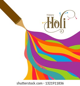 Illustration of Holi Festival with beautiful pichkari and colorful intricate calligraphy vector.