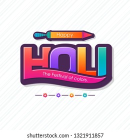 Illustration of Holi Festival with beautiful pichkari and colorful intricate calligraphy vector.