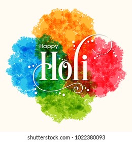 Illustration of Holi Festival with colorful intricate background and calligraphy vector.