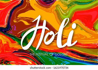 Illustration of Holi Festival with colorful intricate calligraphy.