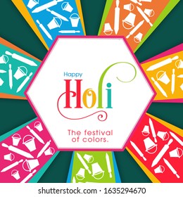 Illustration of Holi Festival with colorful intricate calligraphy and ornaments vector.