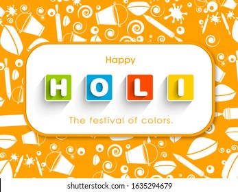 Illustration of Holi Festival with colorful intricate calligraphy and ornaments vector.