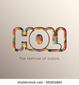 Illustration of Holi Festival with colorful intricate calligraphy vector.