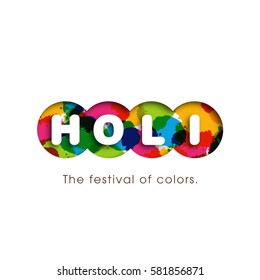 Illustration of Holi Festival with colorful intricate calligraphy vector.