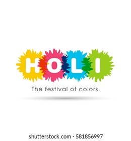 Illustration of Holi Festival with colorful intricate calligraphy vector.