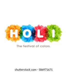Illustration of Holi Festival with colorful intricate calligraphy vector.