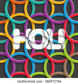 Illustration of Holi Festival with colorful intricate calligraphy vector.