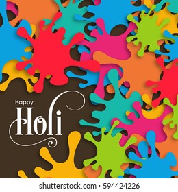 Illustration of Holi Festival with colorful intricate calligraphy vector.