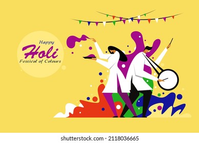 Illustration for Holi festival greeting.Holi is the festival of colours in India