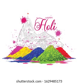 illustration of Holi festival poster design with colorful background