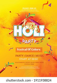 Illustration Of Holi Flyer Festival Of Colours, Happy Holi Celebration Design