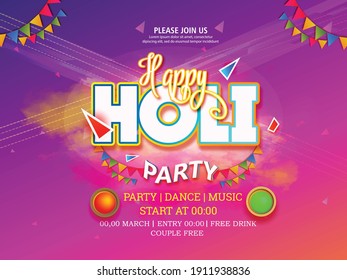 Illustration Of Holi Flyer Festival Of Colours, Happy Holi Celebration Design