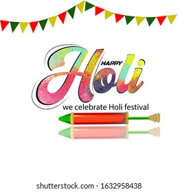 Illustration of Holi Hindu Festival with colorful  calligraphy vector.Monday, 9 March,Tuesday, 10 March.