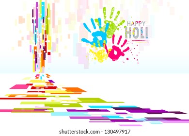 Illustration of Holi wallpaper with colorful hand prints