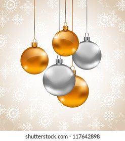 Illustration holiday background with Christmas balls - vector
