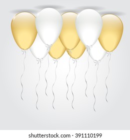 Illustration Holiday Background with Silver and Gold Balloons 