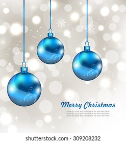 Illustration Holiday Background with Snowflakes and Christmas Balls - Vector